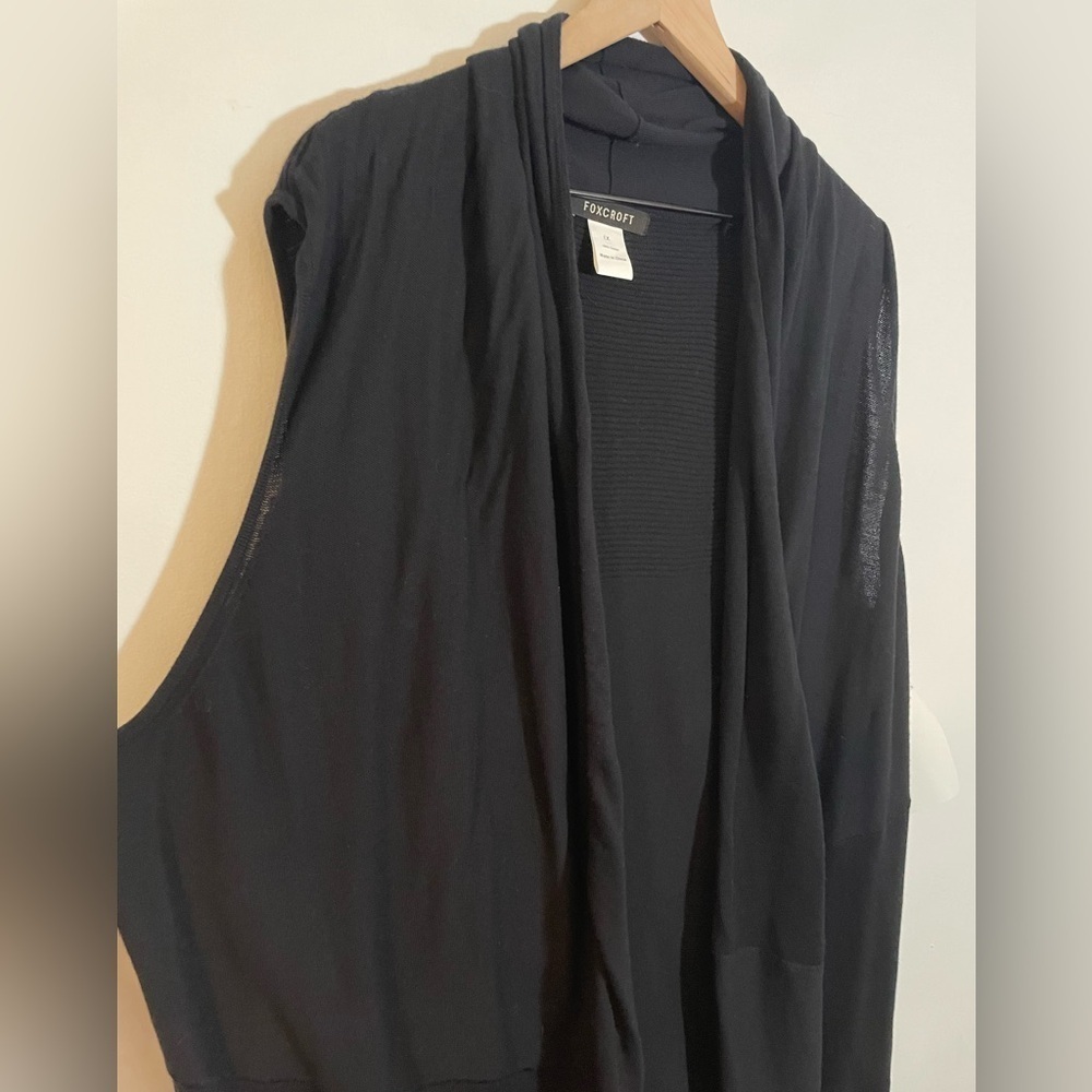 NWT Foxcroft Black Sleeveless Sweater Cadigan Layer Women’s Size 1X 100% Cotton - Picture 3 of 7